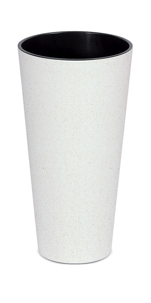 PROSPERPLAST Květináč TUBUS SLIM ECO WOOD bílý 20,0cm