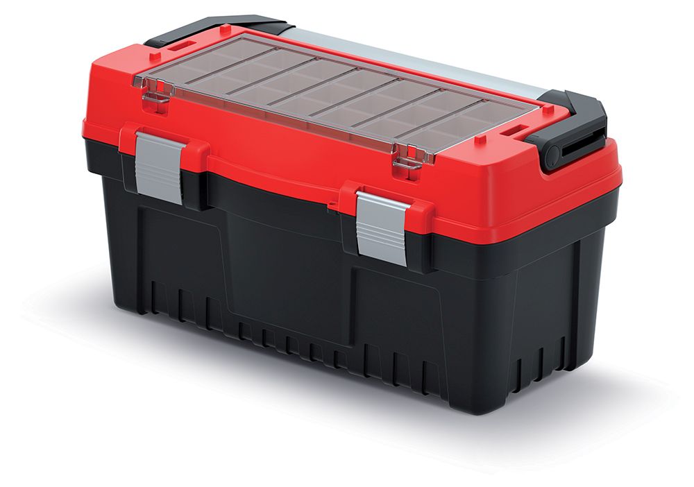 Kufr na nářadí s kov. držadlem a zámky EVO červený 548x274x286 (krabičky)