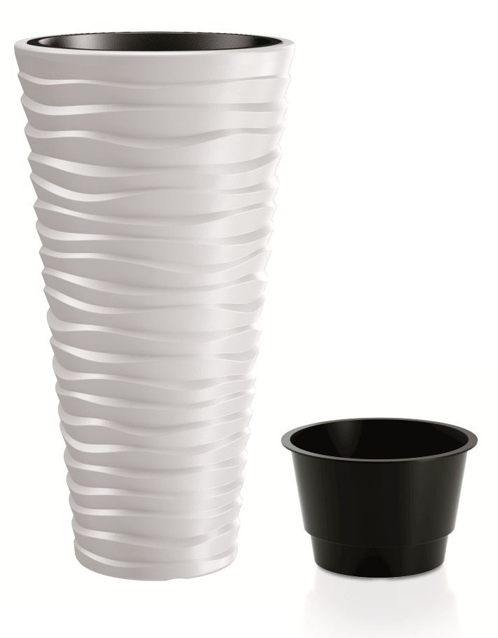 PROSPERPLAST Květináč SAND SLIM + vklad bílý 34,9 cm