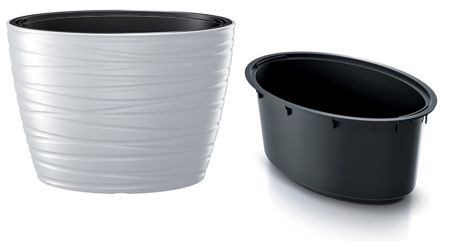 PROSPERPLAST Kvetináč oválny s vkladom MAZE biely 58,5cm
