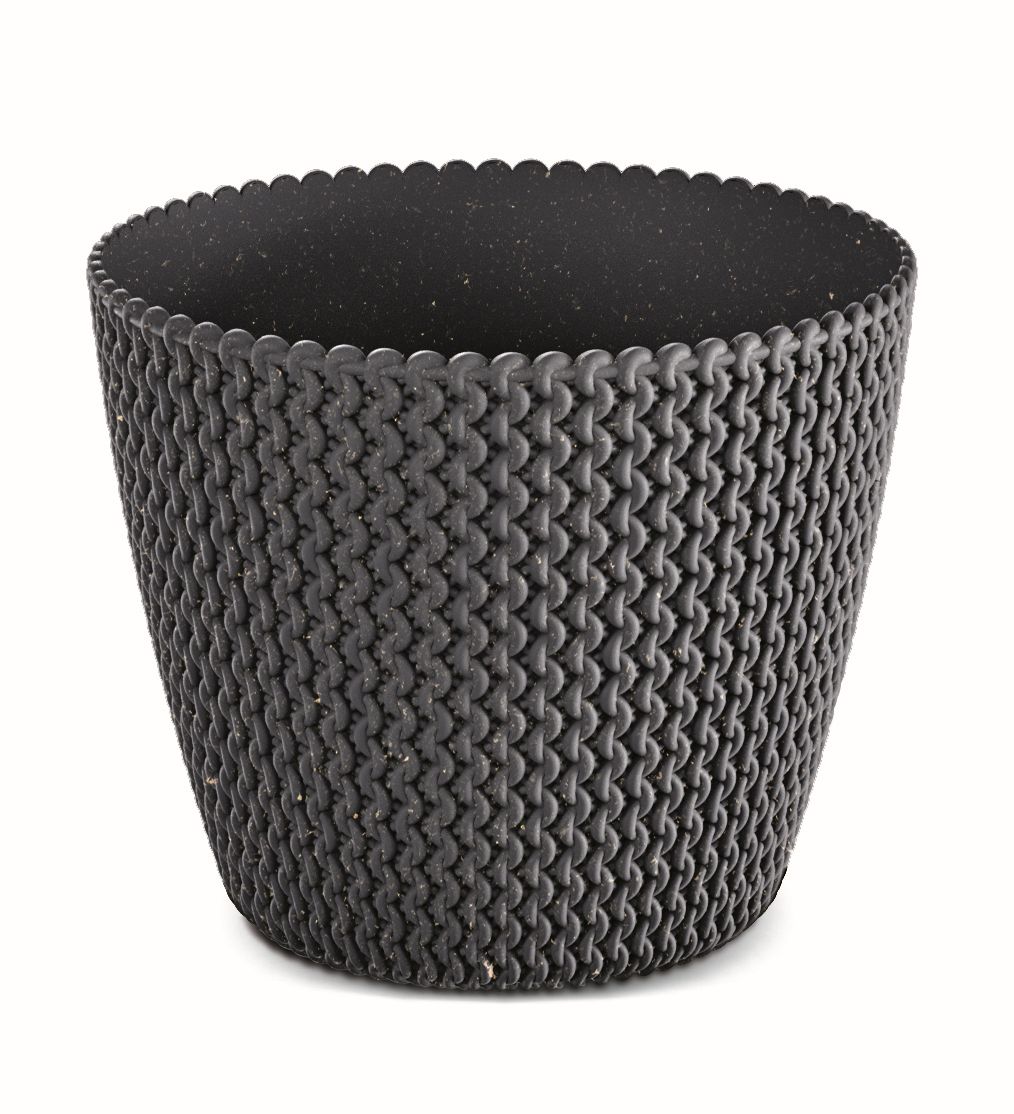 PROSPERPLAST Kvetináč SPLOFY ECO WOOD antracit 13,0 cm