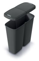 Odpadkový koš COMPACTA Q DUO recyklovaný černý s černým víkem, objem 50l