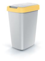 Odpadkový koš COMPACTA Q FLAP popelavý se světle žlutým víkem