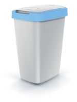 Odpadkový koš COMPACTA Q popelavý se světle modrým víkem