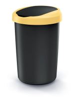 Odpadkový koš COMPACTA R FLAP recyklovaný černý s světle žlutým víkem, objem 40l