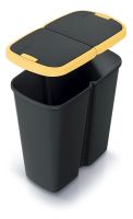 Odpadkový koš COMPACTA Q DUO černý se žlutým víkem