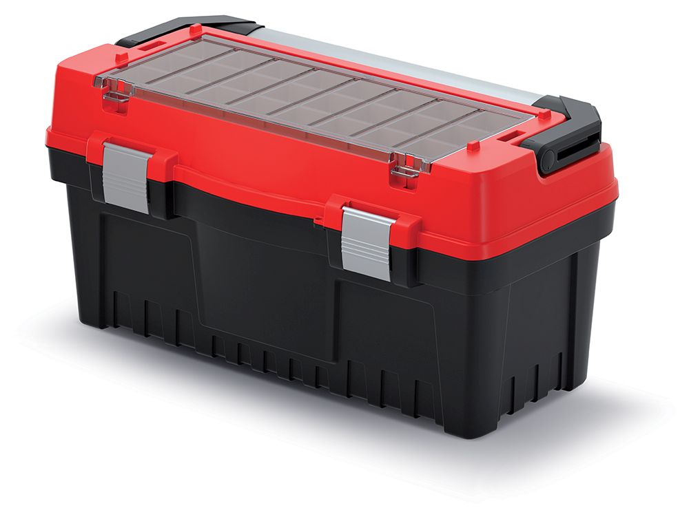 Kufr na nářadí s kov. držadlem a zámky EVO červený 594x288x308 (krabičky)