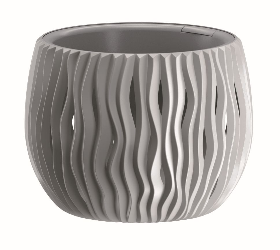 PROSPERPLAST Květináč s vkladem SANDY BOWL šedý kámen 18cm