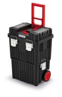 Modulární kufr na nářadí s transp. kolečky a kov. zámky HEAVY černý 450x360x640
