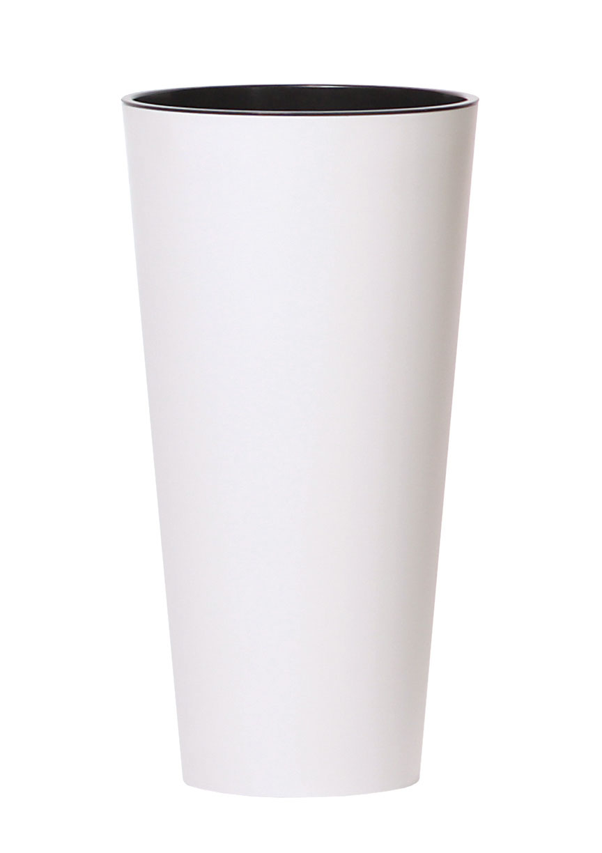 PROSPERPLAST Květináč TUBUS SLIM + vklad bílý mat 25cm