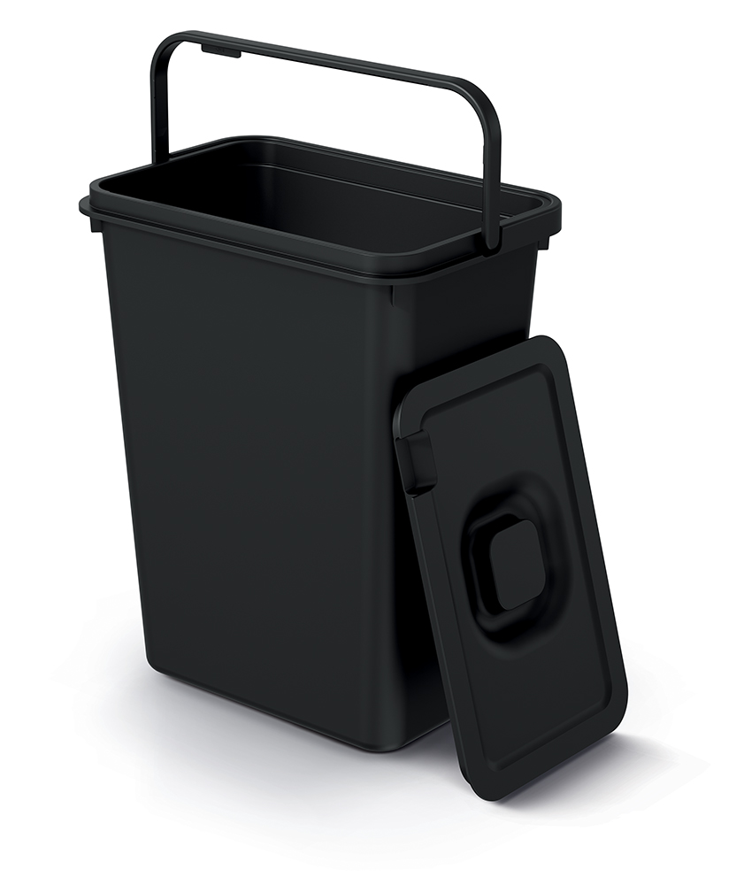 PROSPERPLAST Odpadkový kôš SYSTEMA recyklovaný čierny, objem 10l