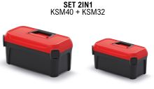 Sada kufrů na nářadí SMART s červeným víkem 380x234x225+328x178x160