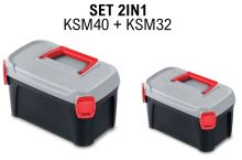 Sada kufrů na nářadí SMART s šedým víkem 380x234x225+328x178x160