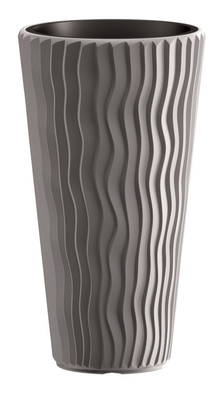 PROSPERPLAST Kvetináč SANDY SLIM + vklad šedý kameň 29,7 cm