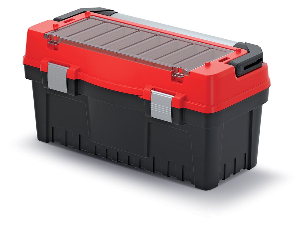 Kufr na nářadí s kov. držadlem a zámky EVO červený 594x288x308 (přepážky)