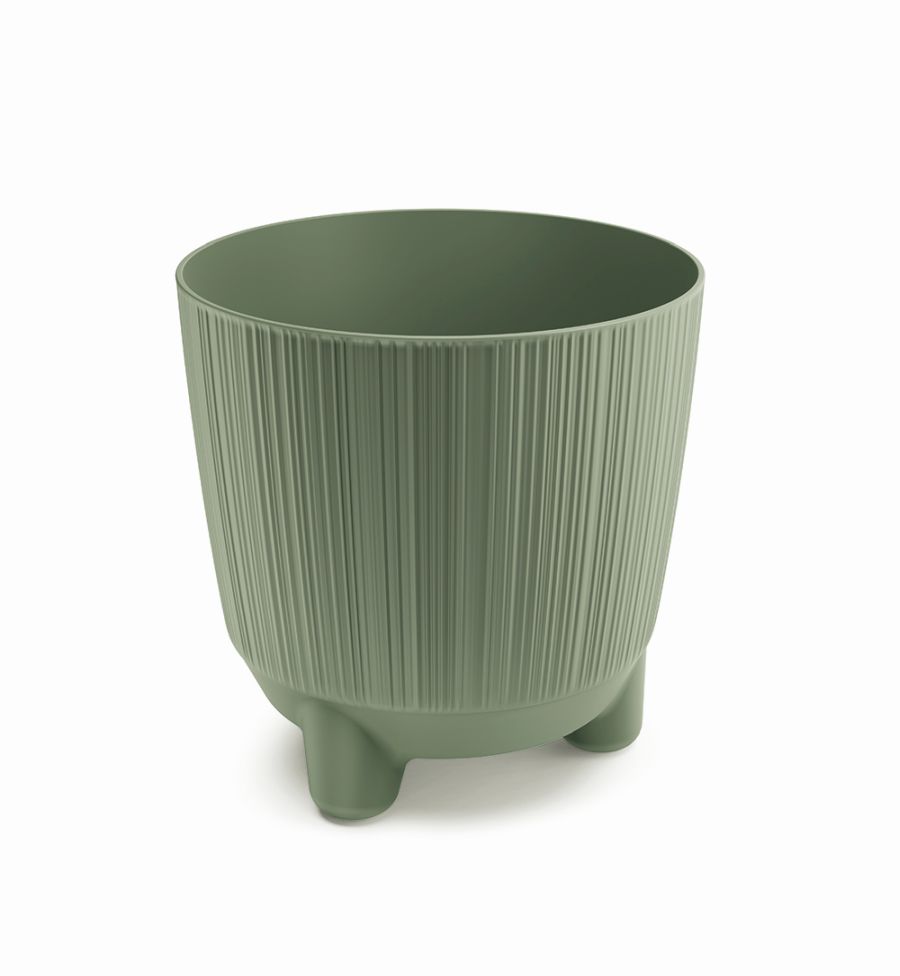 PROSPERPLAST Kvetináč RYFO N s nožičkami zemitě zelený 16,8cm