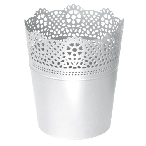 PROSPERPLAST Květináč s krajkou LACE bílý 16,0 cm