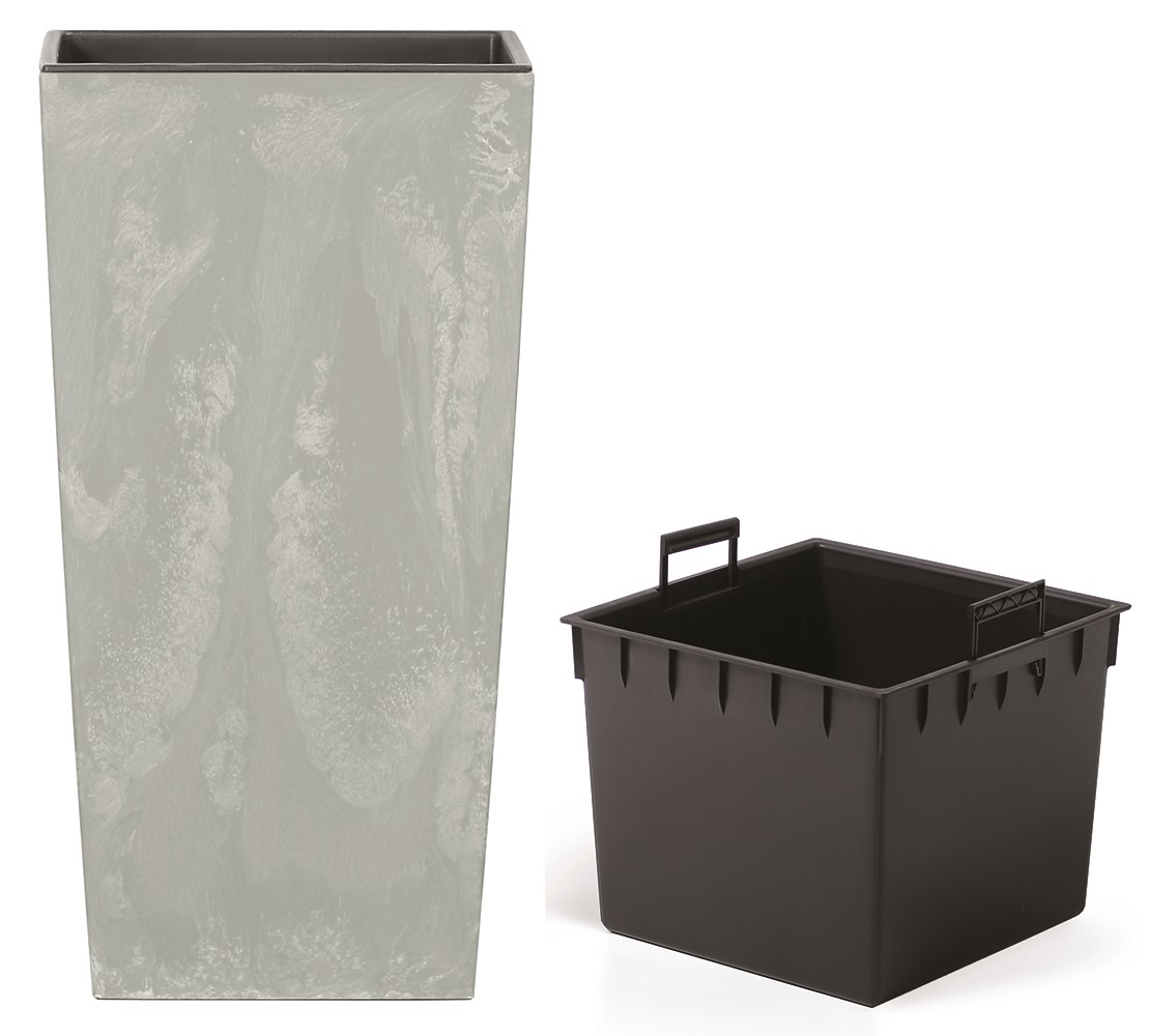PROSPERPLAST Kvetináč s vkladom URBI SQUARE BETON EFFECT sivý 26,5 cm