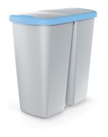 Odpadkový koš COMPACTA Q DUO popelavý se světle modrým víkem