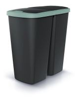 Odpadkový koš COMPACTA Q DUO černý se světle zelným víkem