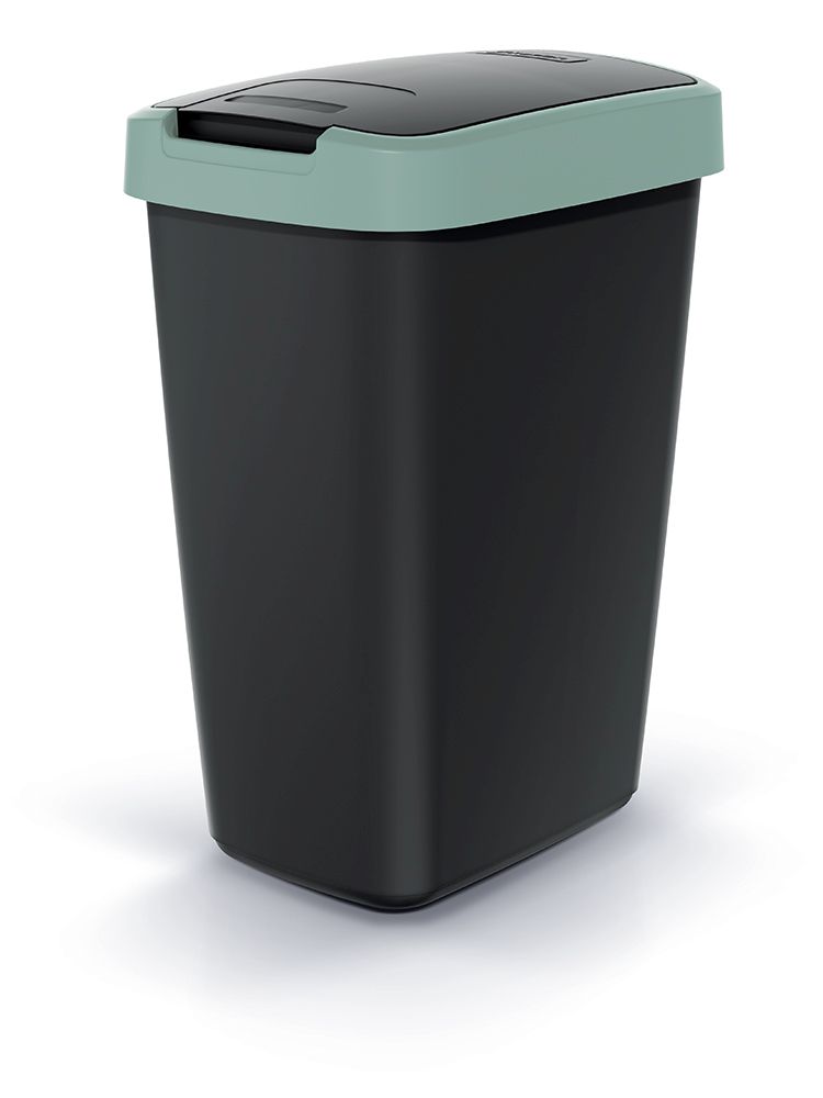 Odpadkový koš COMPACTA Q černý se světle zeleným víkem, objem 12l